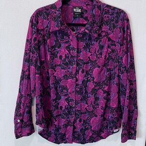 Disney Villains Career Blouse Shirt Womens 1 Purple Ursula Maleficent Evil Queen
